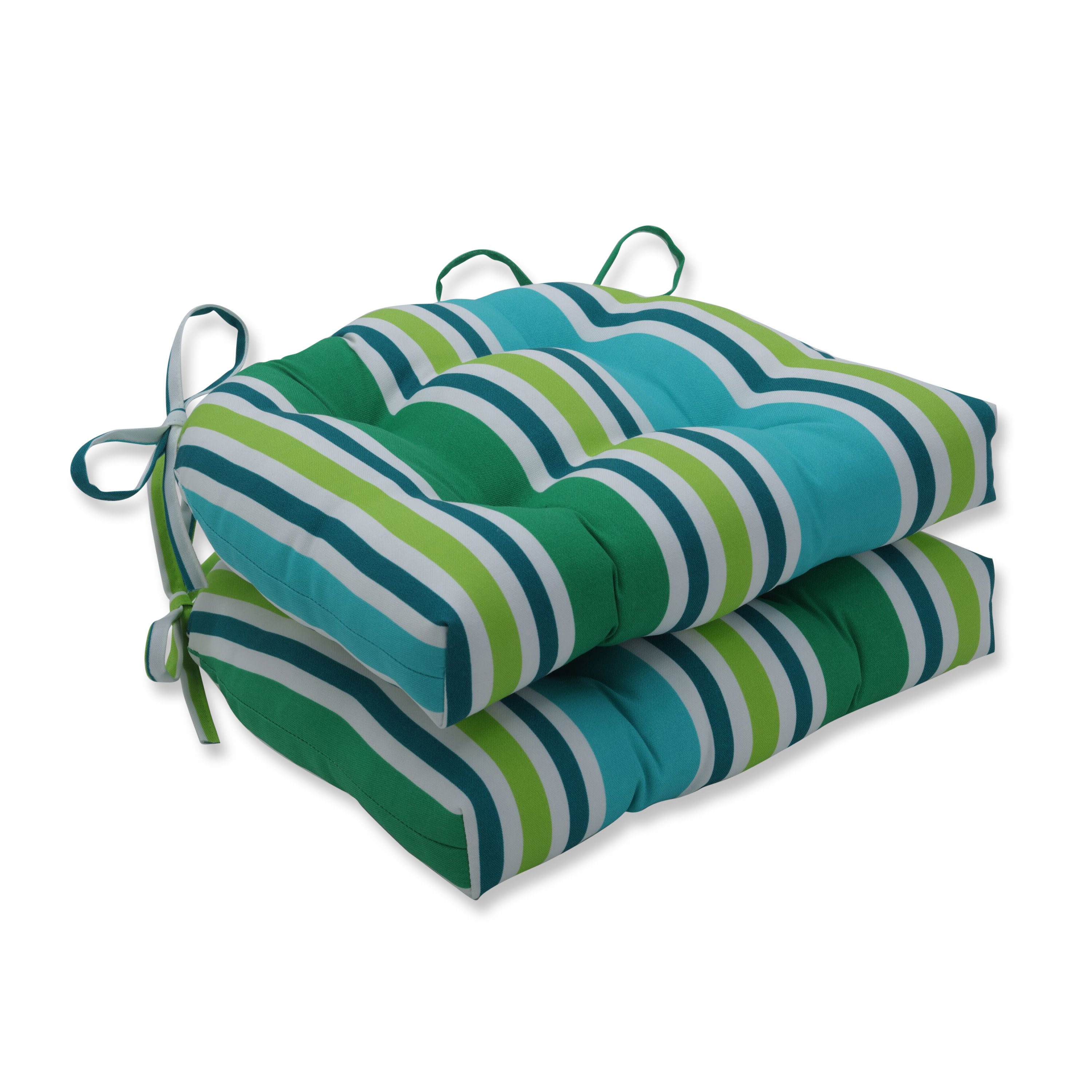 Aruba Stripe TurquoiseGreen Reversible Chair Pad (Set Of 2)