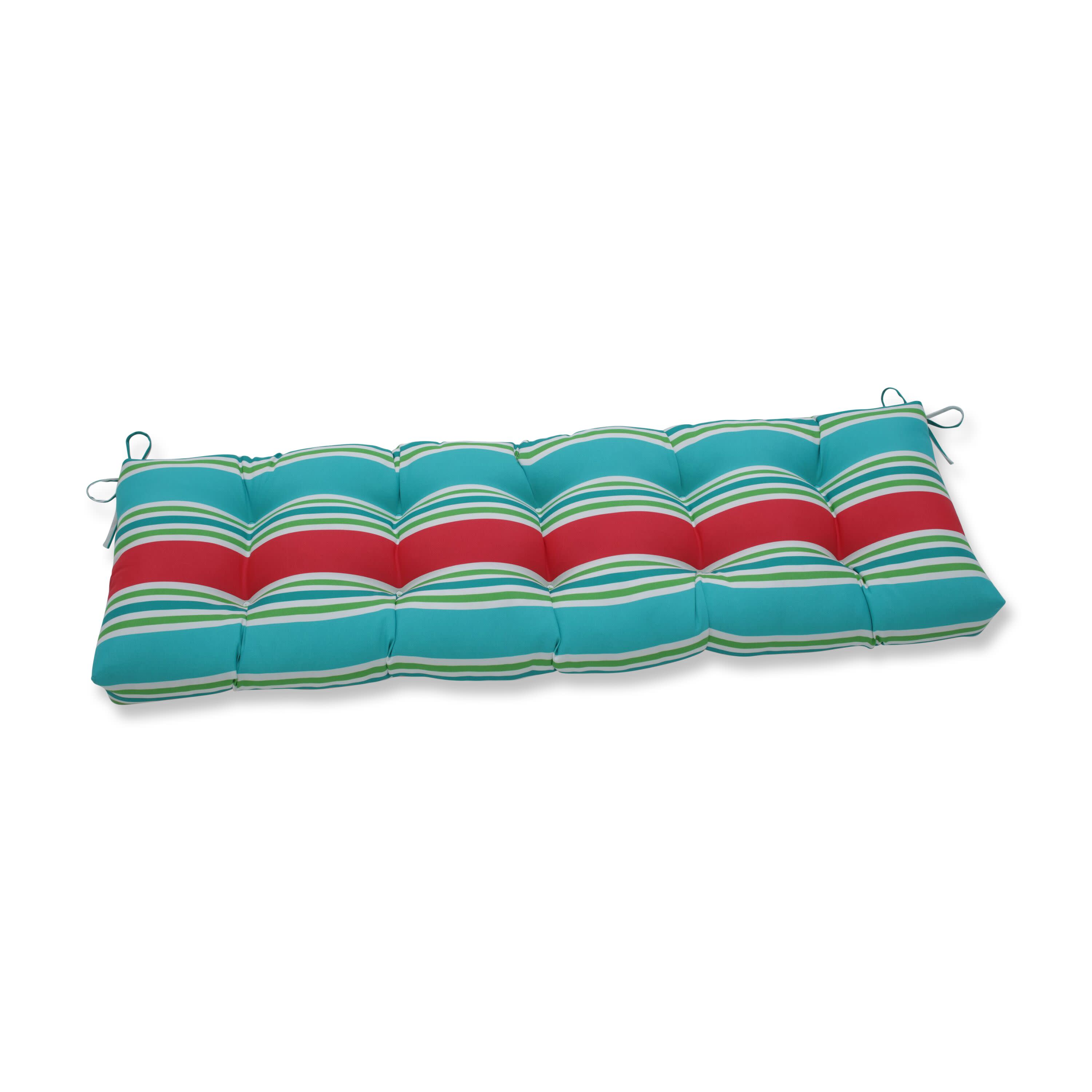 Aruba Stripe Turq/Coral 60" Blown Bench