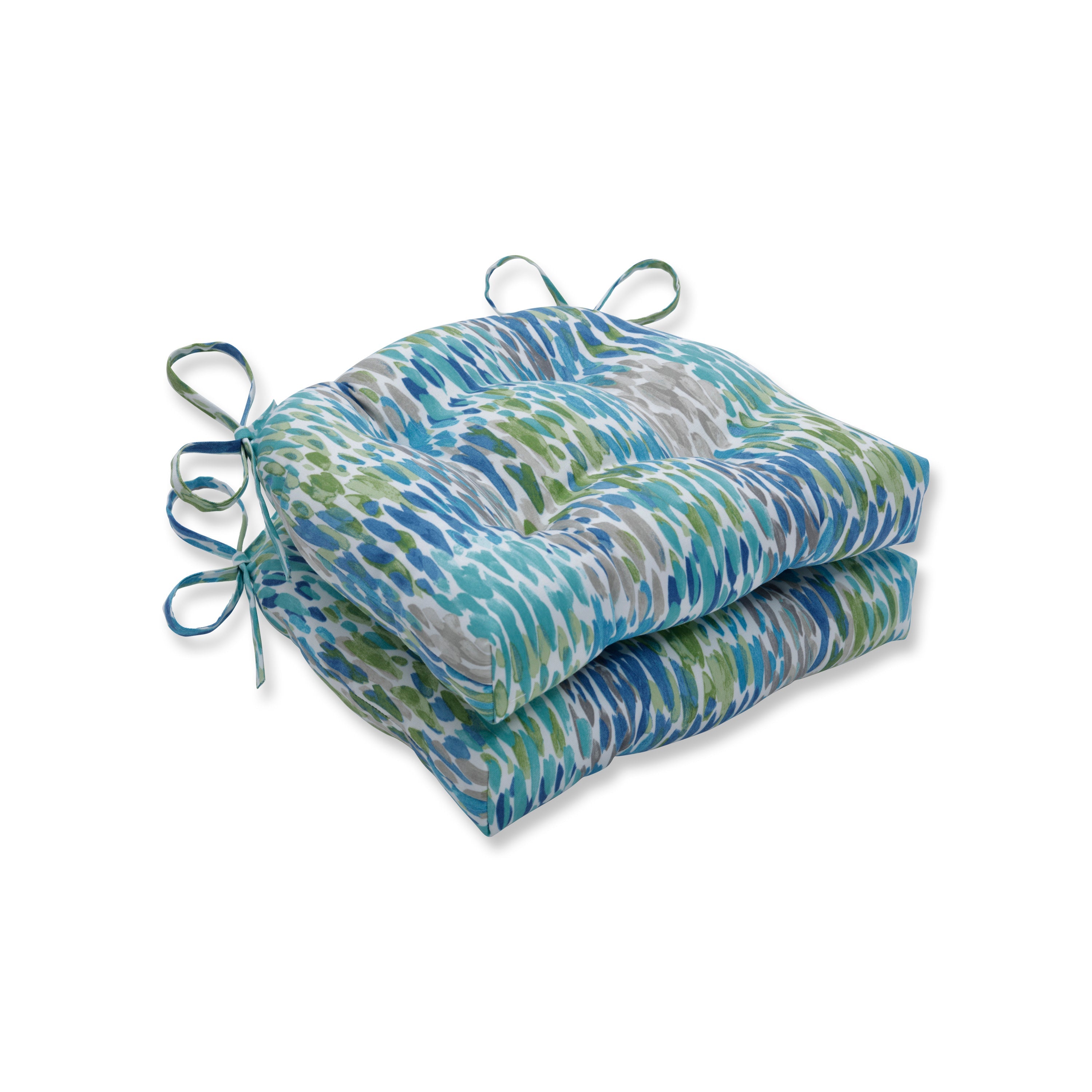 Make It Rain Cerulean Reversible Chair Pad (Set Of 2)