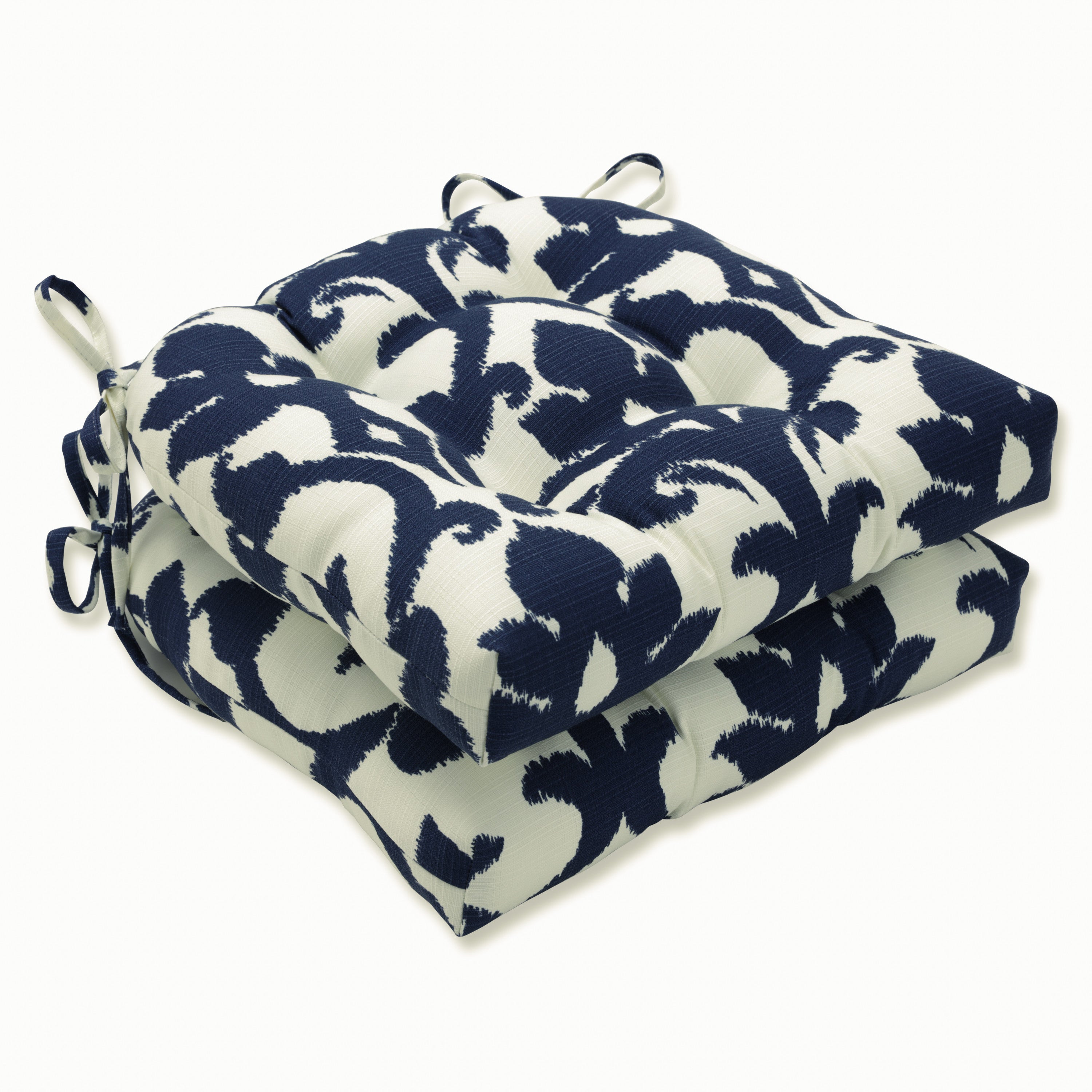 Outdoor/Indoor Basalto Navy Deluxe Tufted Chairpad (Set of 2)