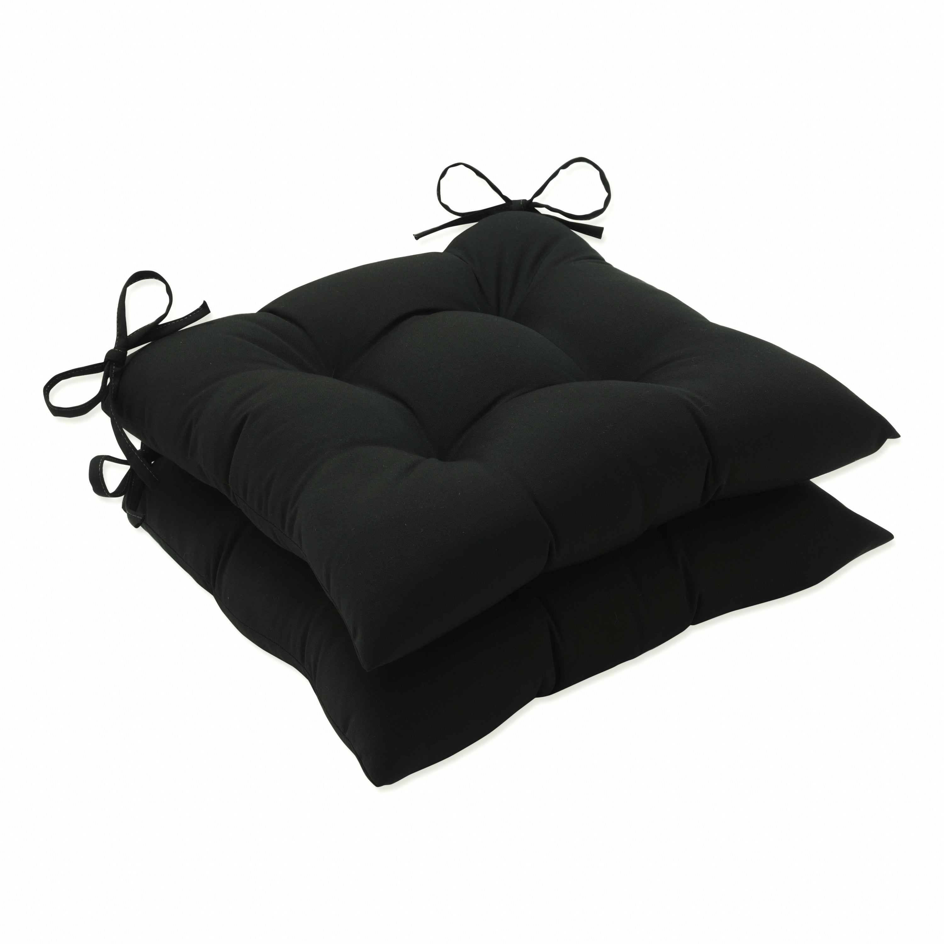 Outdoor/Indoor Fortress Canvas Black Tufted Seat Cushions