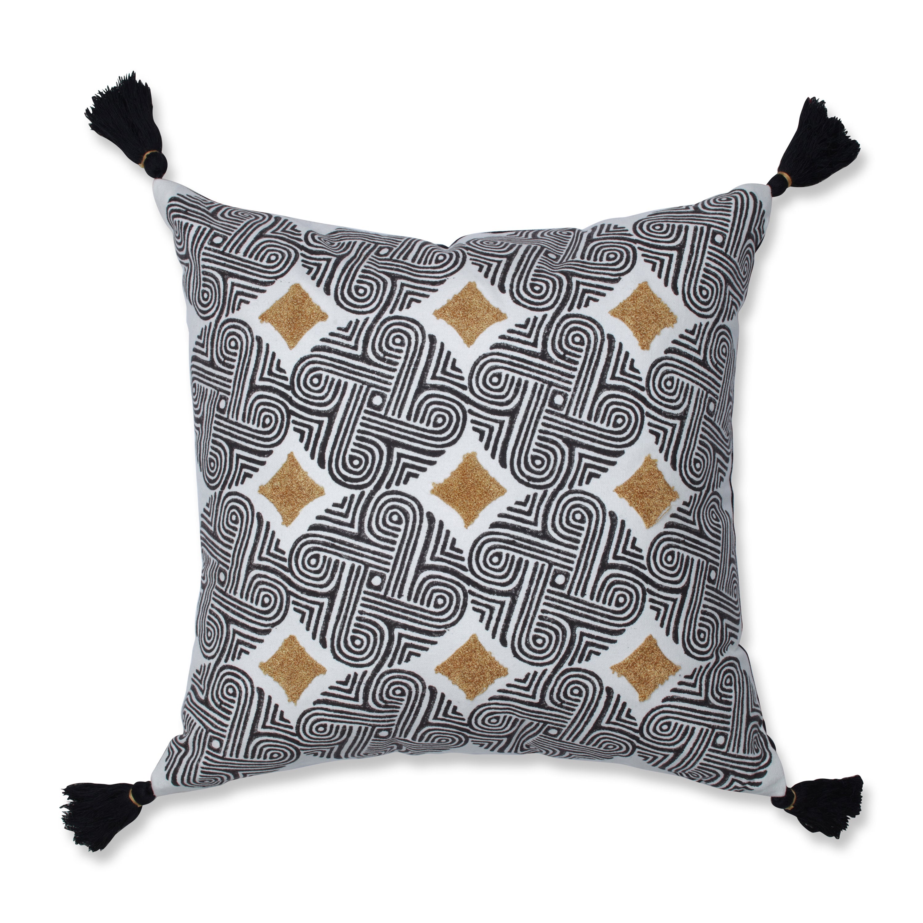 Hiawatha Gold/Black/White 18-Inch Throw Pillow