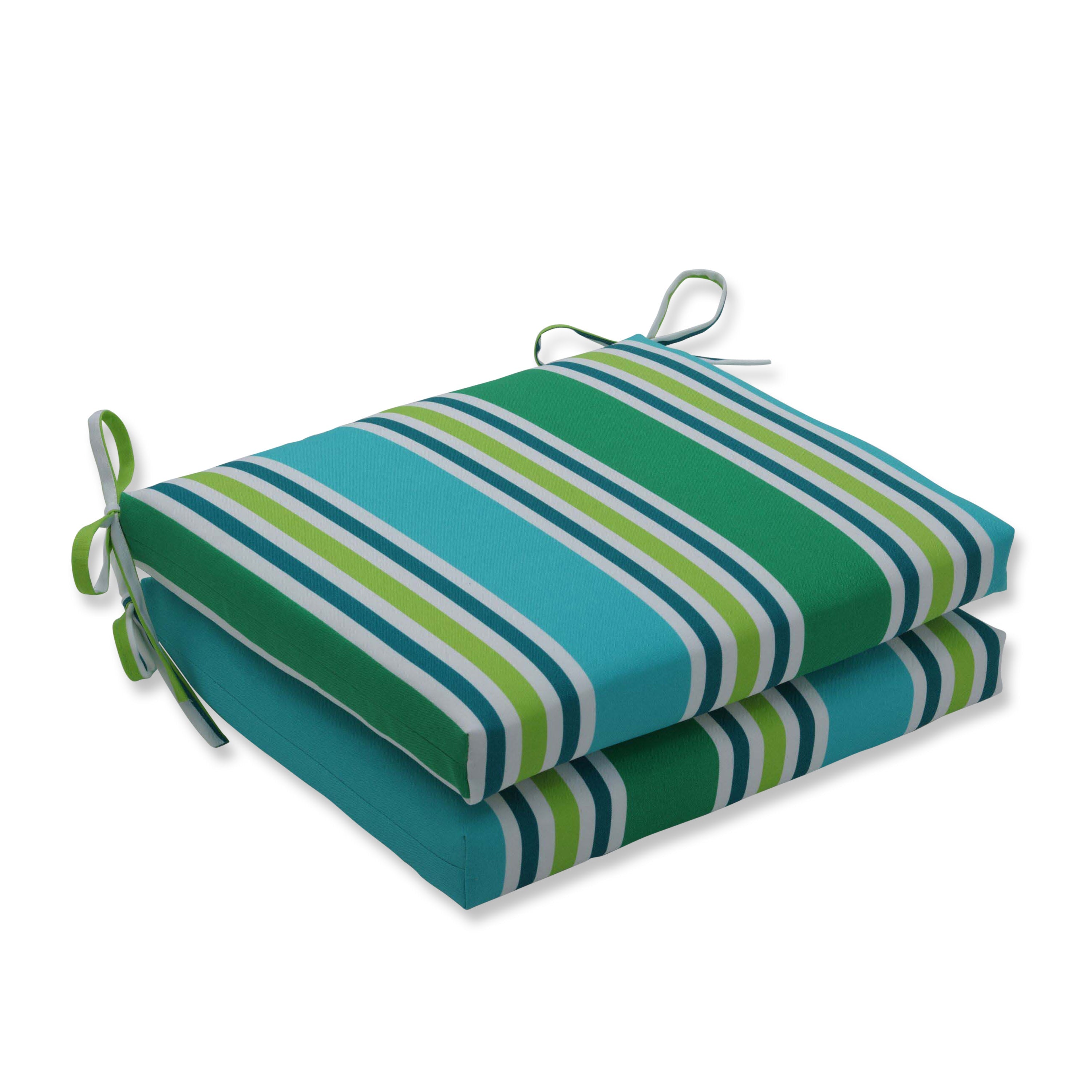 Aruba Stripe TurquoiseGreen Squared Corners Seat Cushion (Set Of 2)