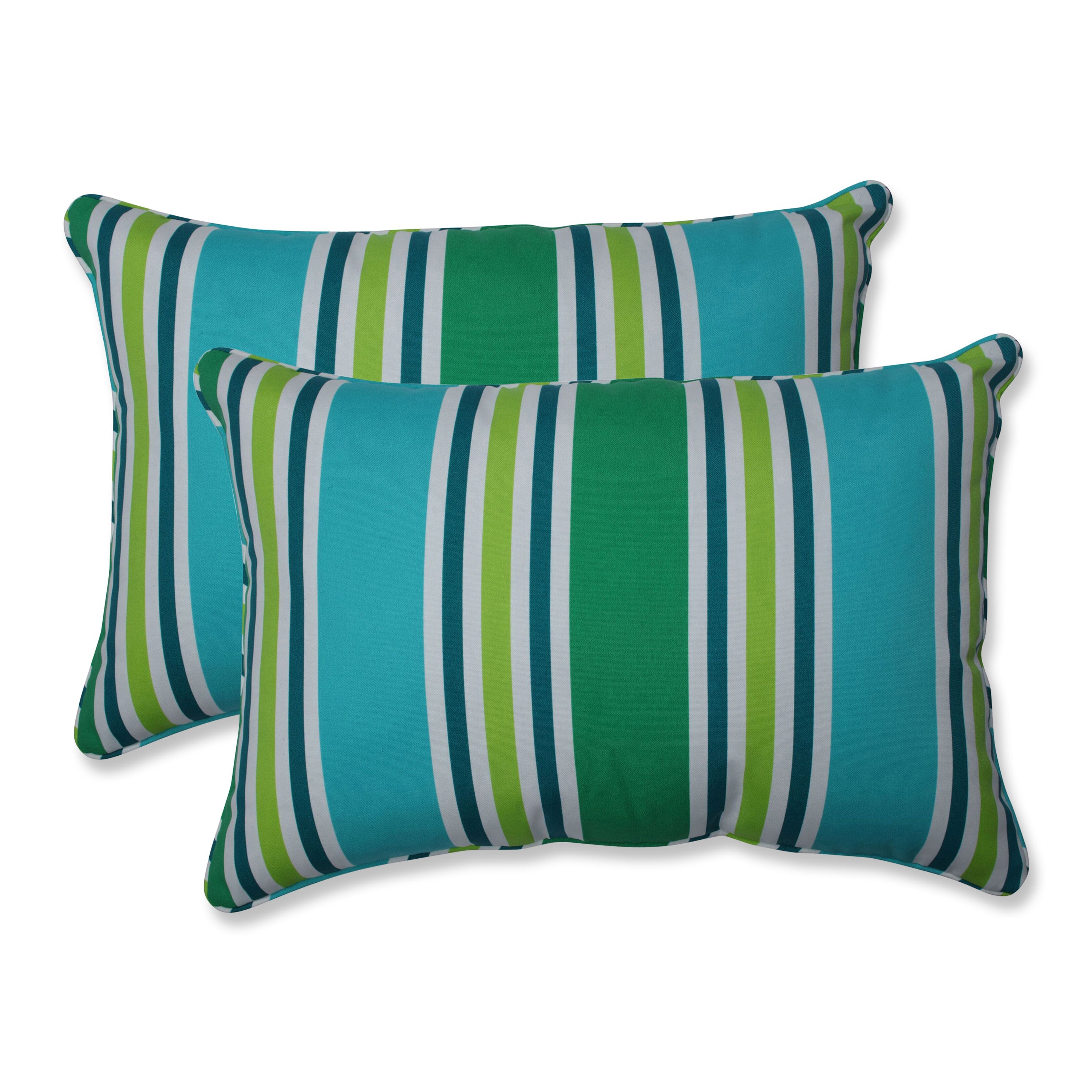 Aruba Stripe TurquoiseGreen Over-Sized Rectangular Throw Pillow (Set Of 2)