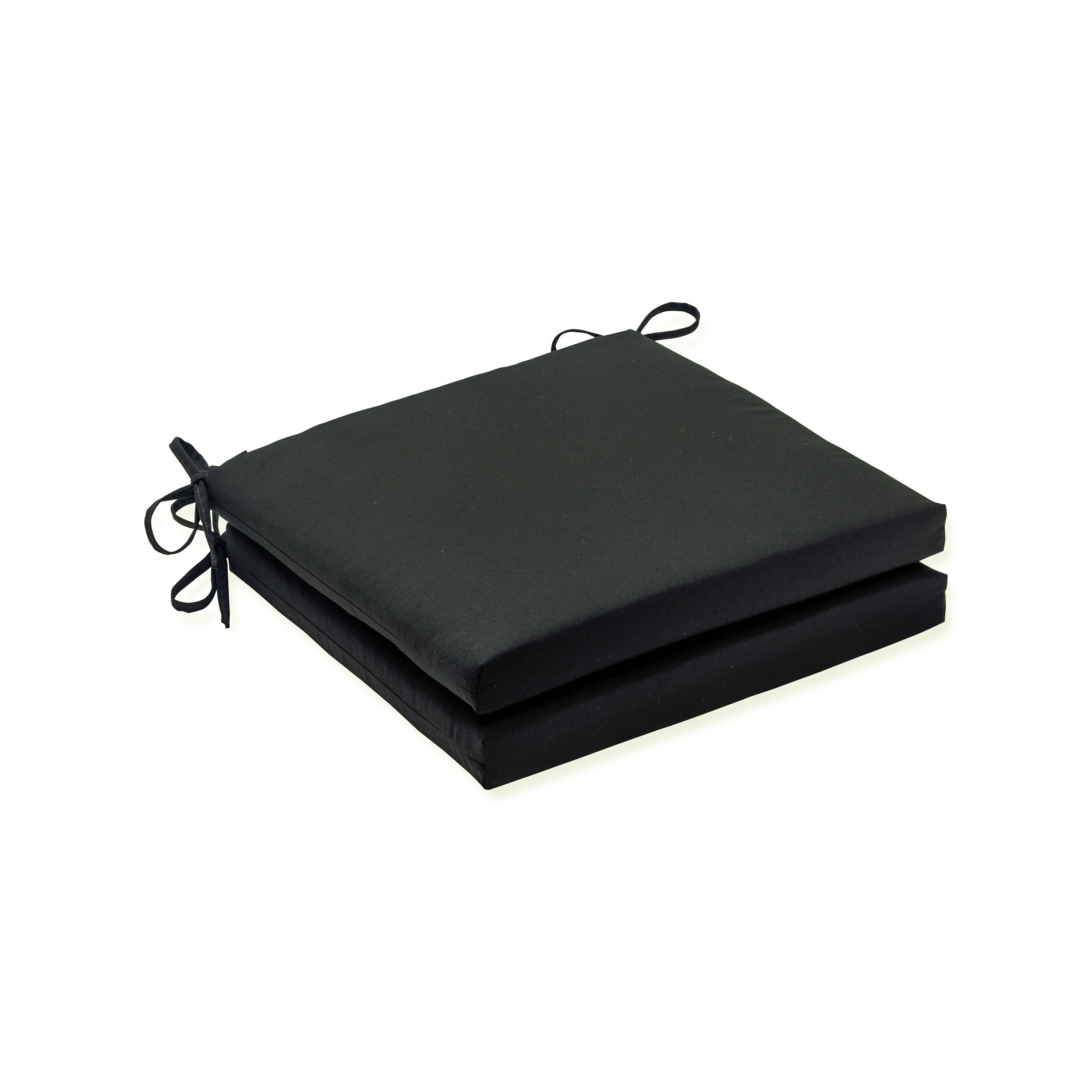Outdoor/Indoor Fortress Canvas Black Squared Corners Seat Cushion 20x20x3 (Set of 2)