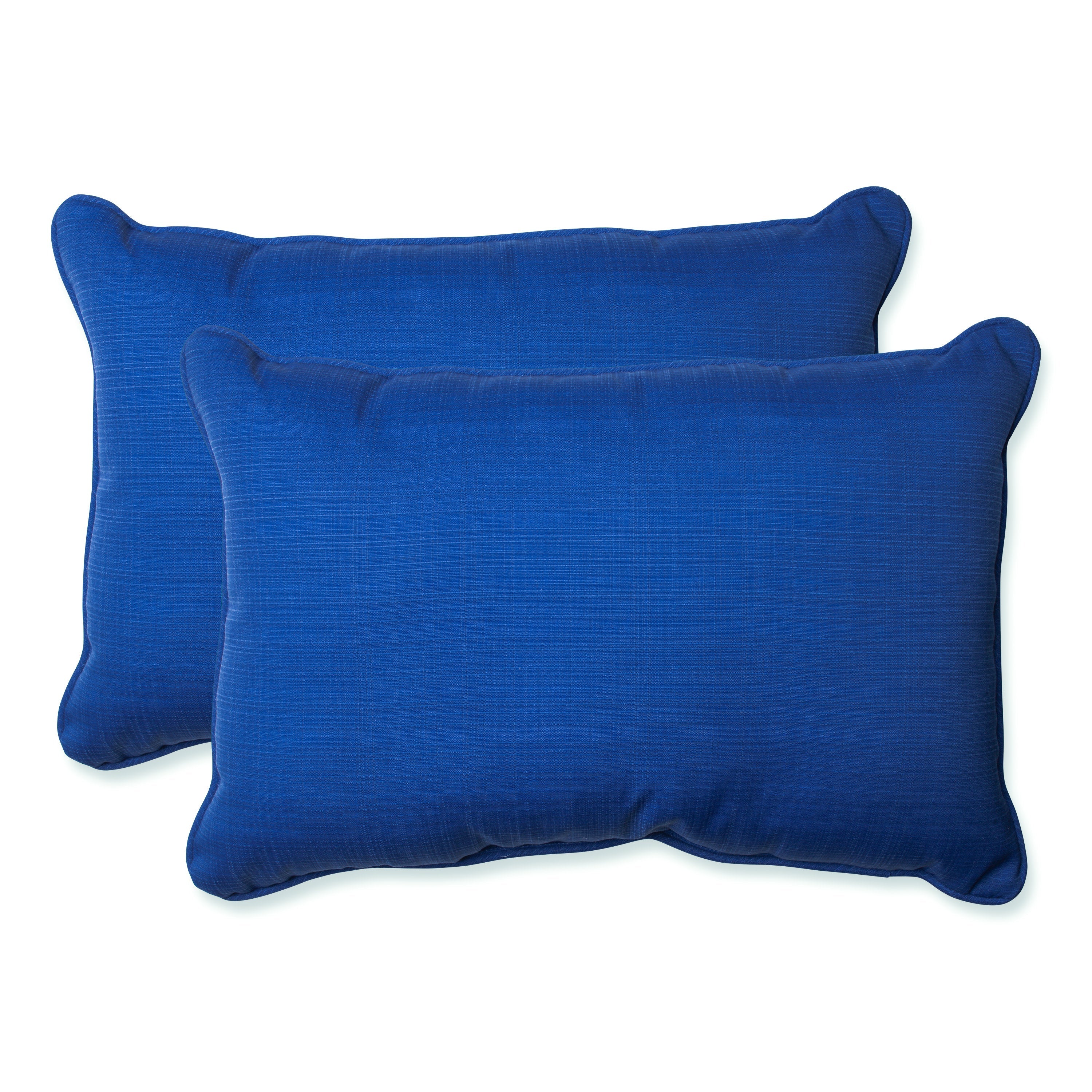 Outdoor/Indoor Fresco Blue Over-sized Rectangular Throw Pillow (Set of 2)