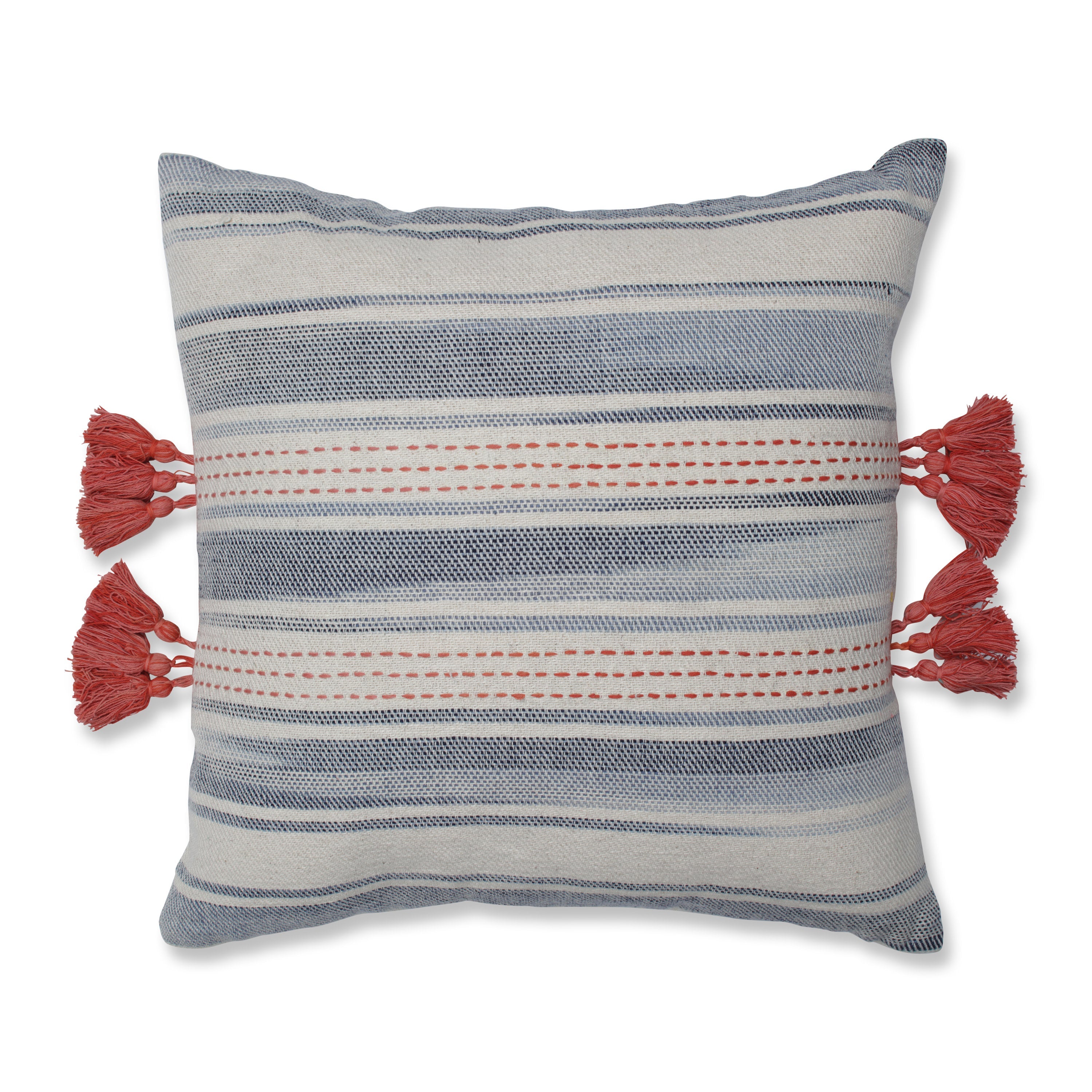 Ombre Tracks Blue/Coral 18-Inch Throw Pillow
