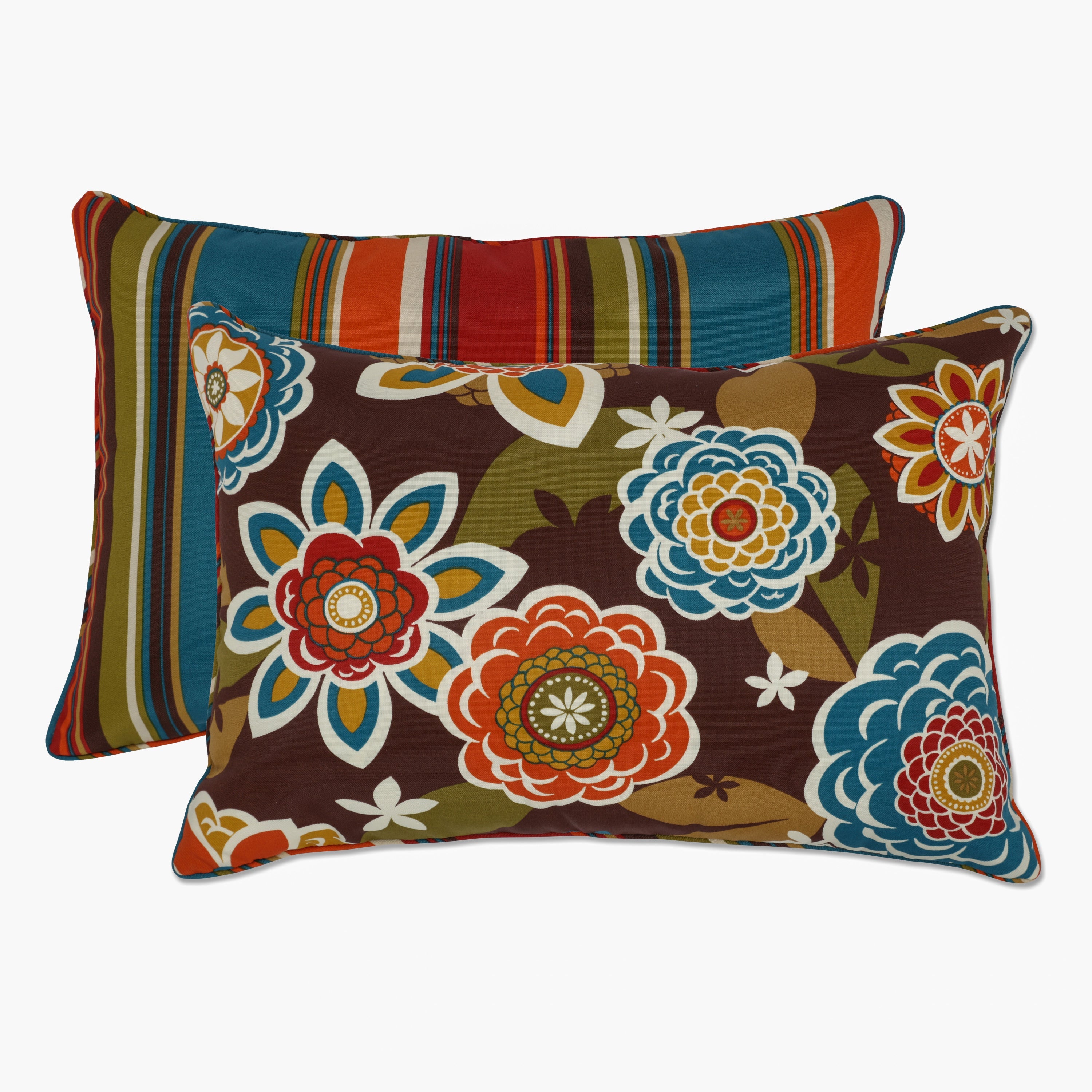 Outdoor/Indoor Annie/Westport Chocolate Over-sized Rectangular Throw Pillow (Set of 2)