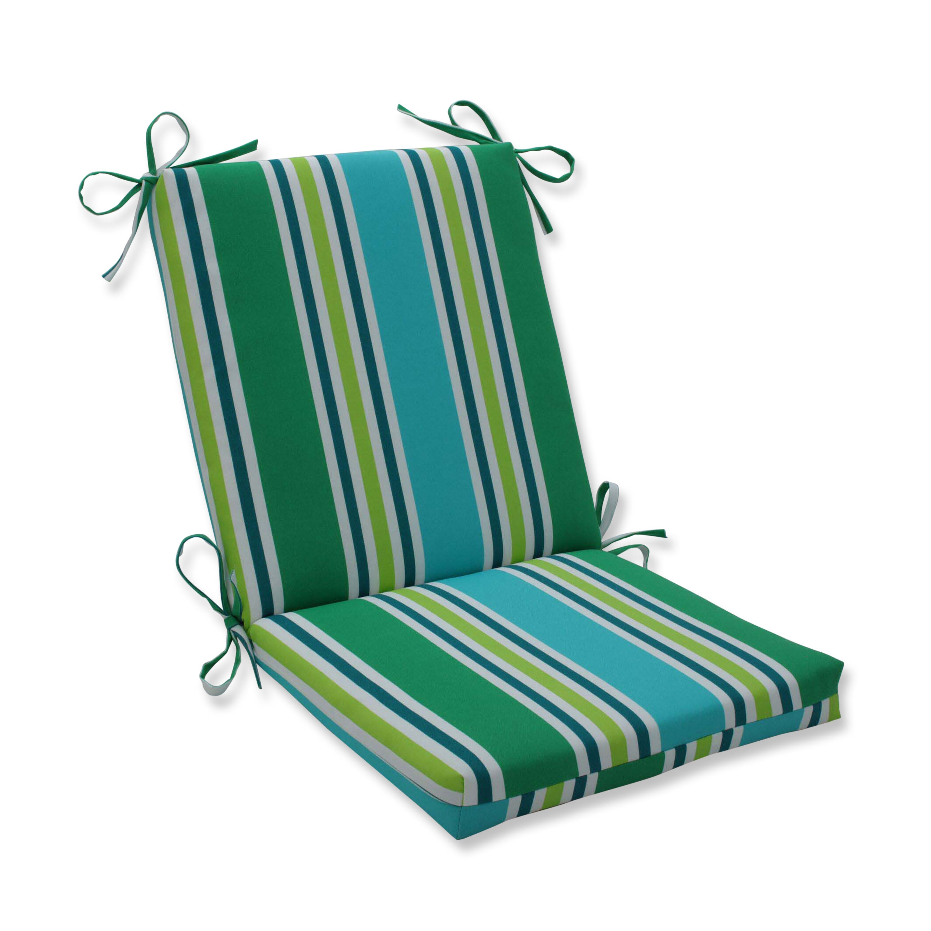 Aruba Stripe TurquoiseGreen Squared Corners Chair Cushion