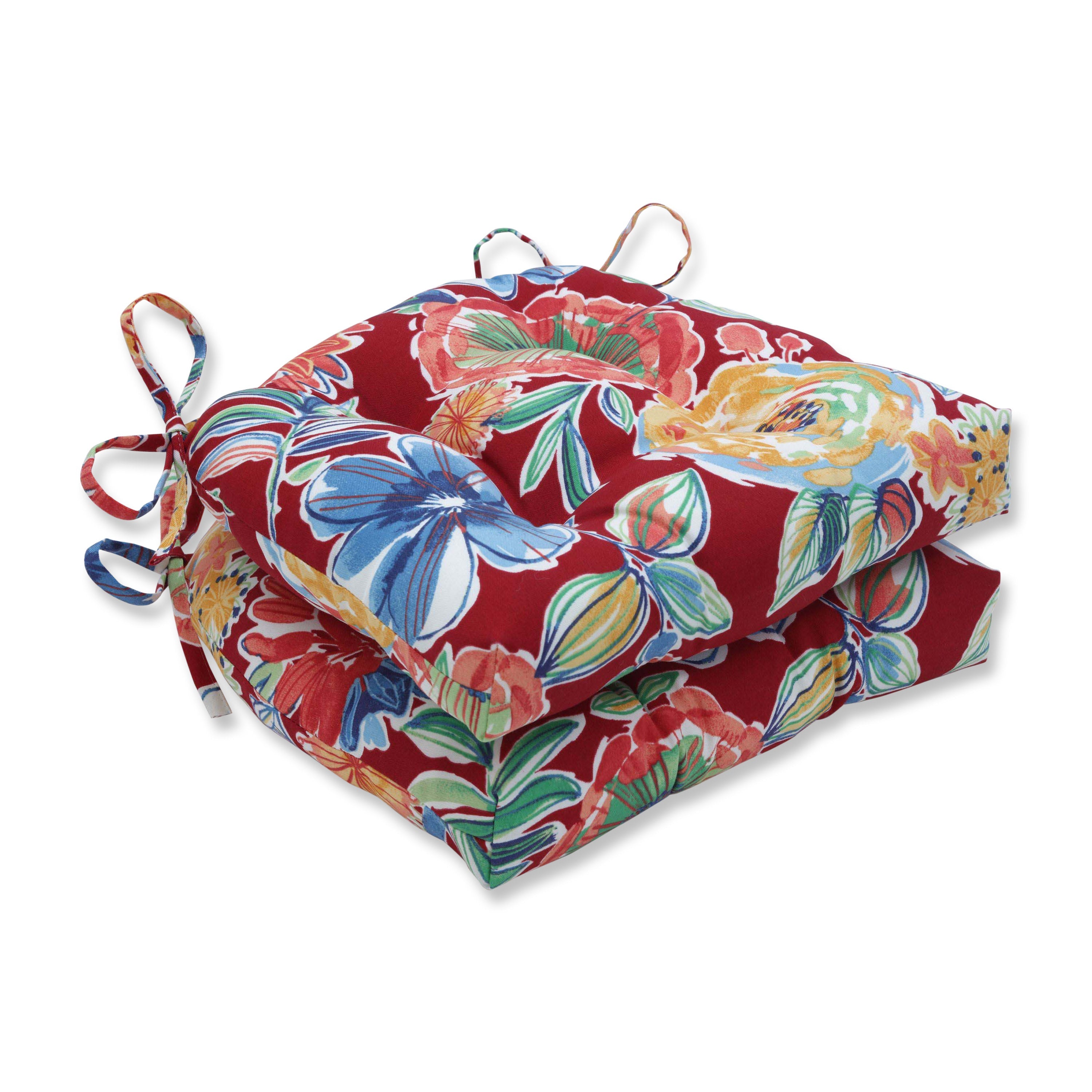Outdoor/Indoor Colsen Berry Deluxe Tufted Chairpad (Set of 2)