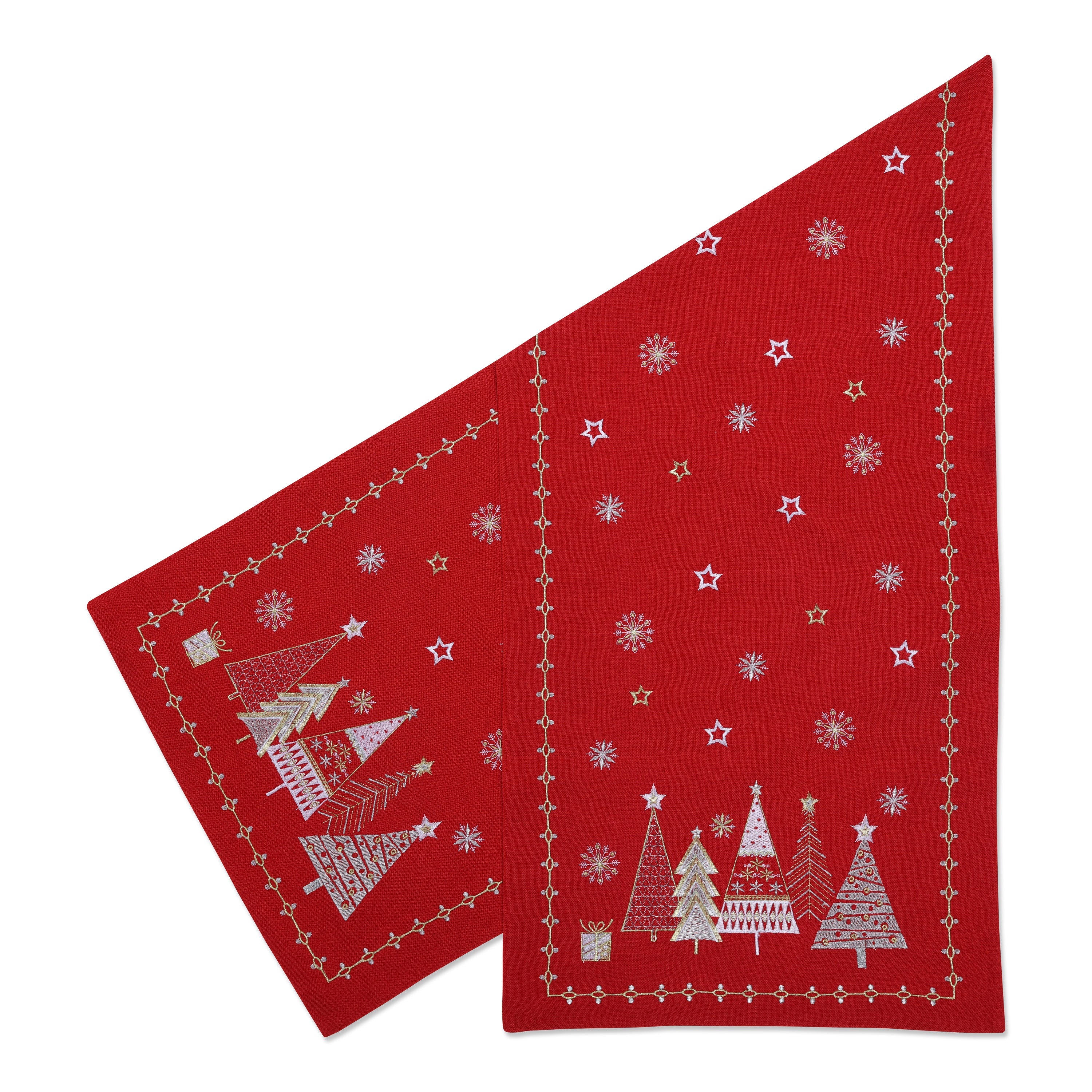 Indoor Christmas Star Topped Trees 72-inch Table Runner