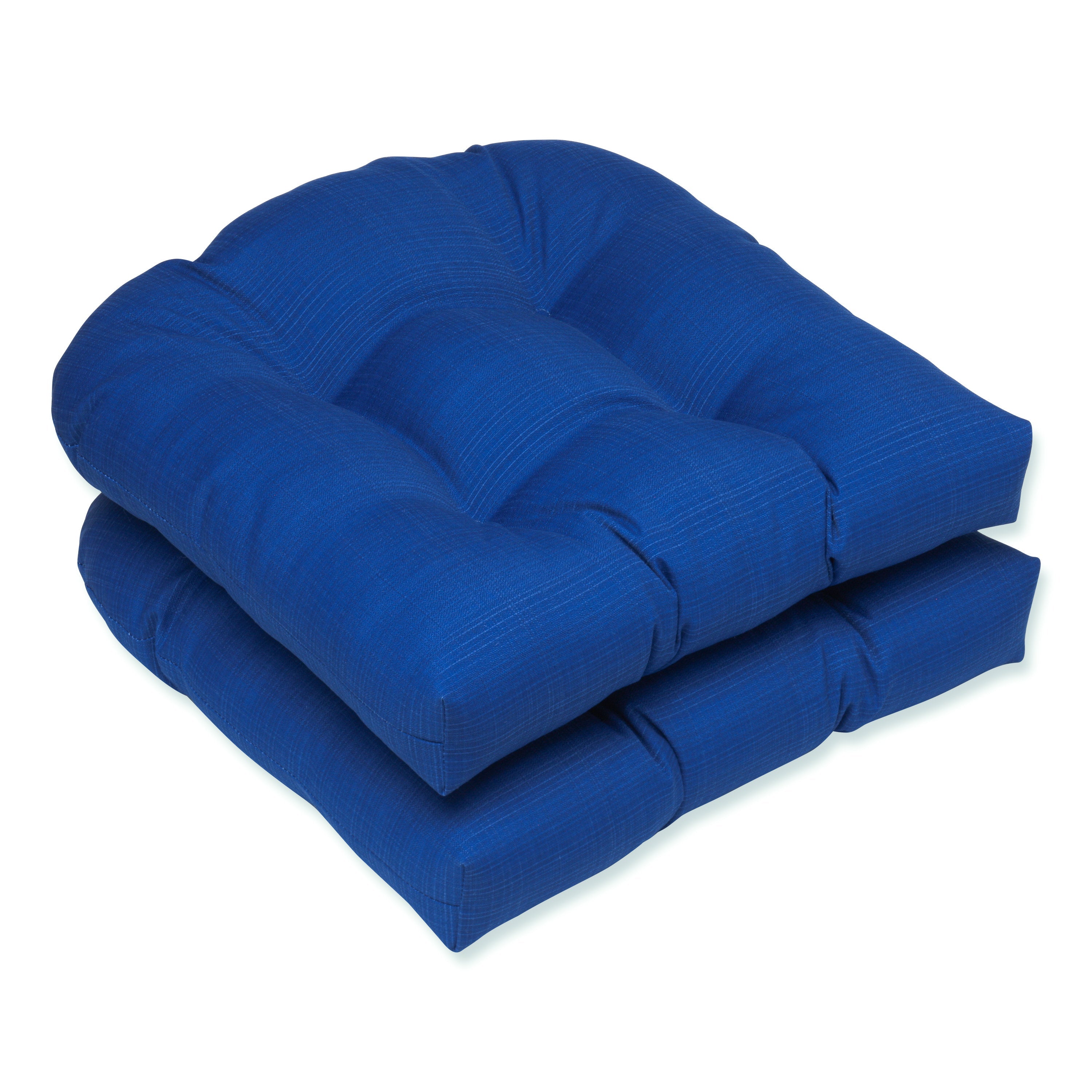 Outdoor/Indoor Fresco Blue Wicker Seat Cushion (Set of 2)