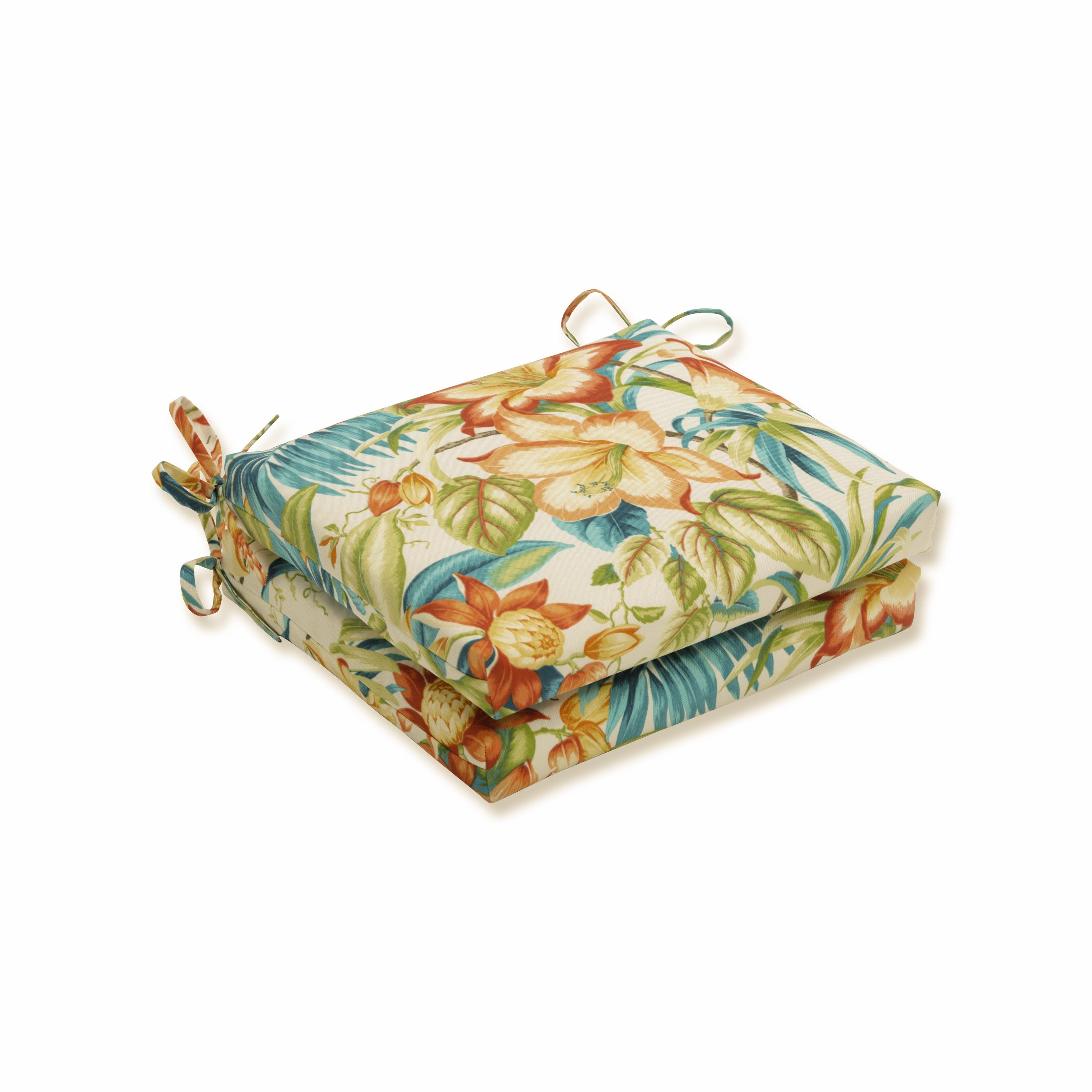 Outdoor/Indoor Botanical Glow Tiger Lily Squared Corners Seat Cushion (Set of 2)