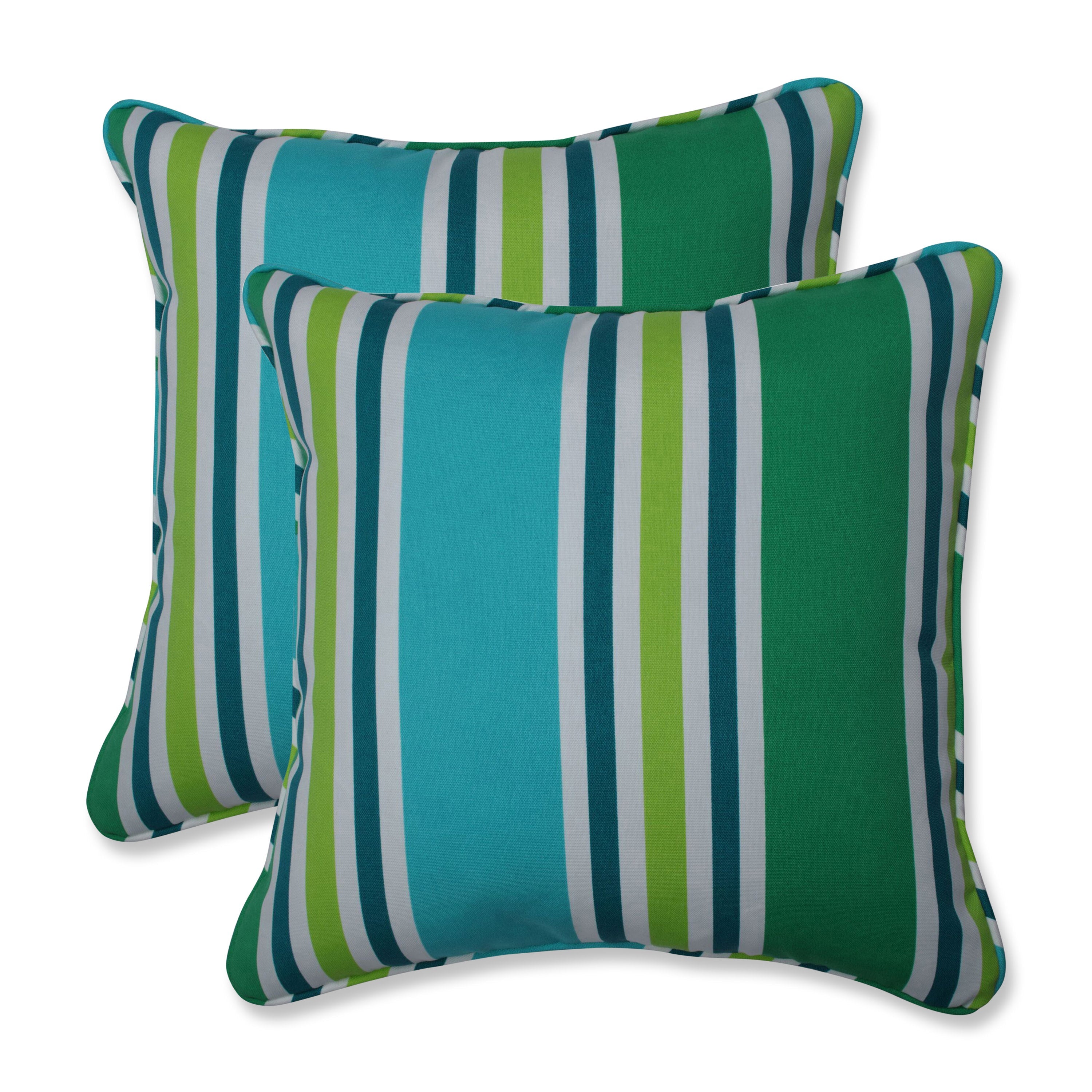 Aruba Stripe TurquoiseGreen 16.5-Inch Throw Pillow (Set Of 2)